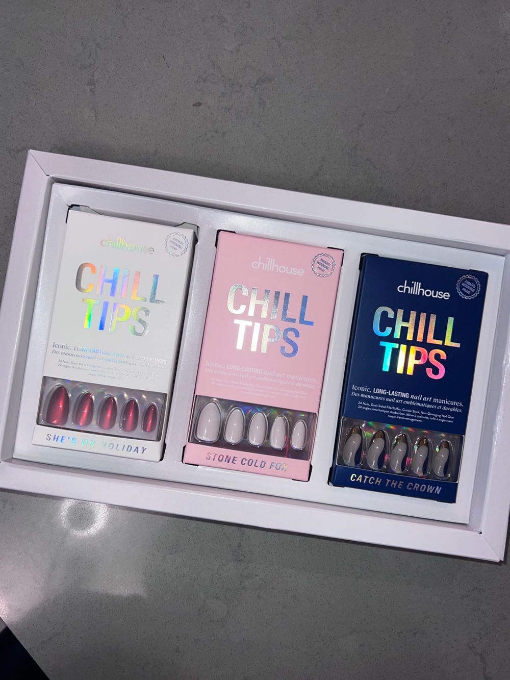Chill House Chill Tips Nail Trio — White, Pink, Navy